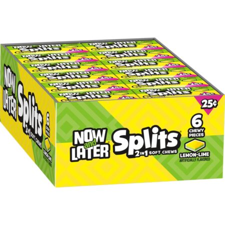 Now and Later Spilts 2 in 1 Soft Chews, Lime Lemon Flavor, 0.93 Each, Pack of 24