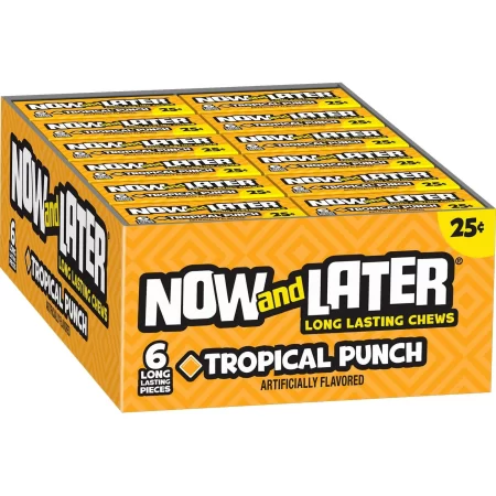 Now and Later Long-Lasting Chew, Tropical Punch Flavor, 0.93 Each, Pack of 24