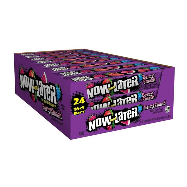 Now and Later Mixed Fruit Chews, Berry Smash Flavor, 2.44 each, Pack of 24