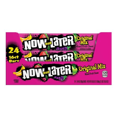 Now and Later Mixed Fruit Chews, Original Fruit Mix, 2.44 Oz each, Pack of 24