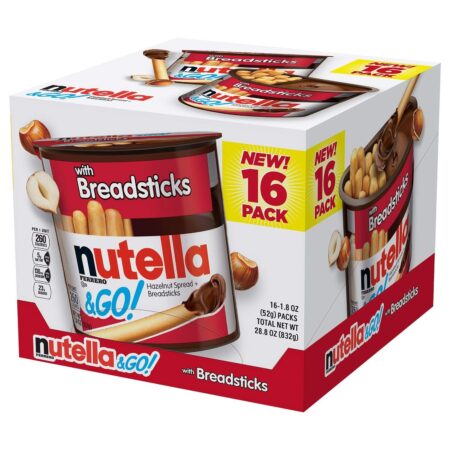 Nutella & GO! Hazelnut And Cocoa Spread With Breadsticks, 1.8 Oz Each, Pack of 16