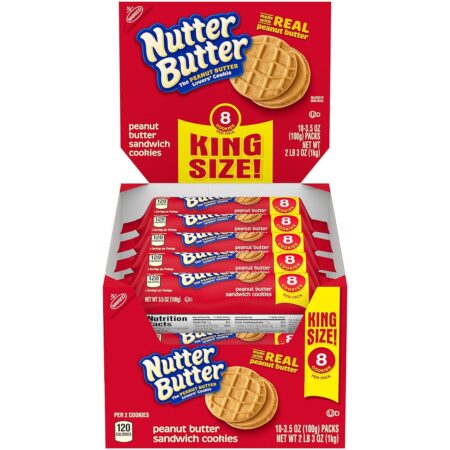 Nutter Butter Peanut Butter Sandwich Cookies, King Size, 3.5 Oz each, Pack of 10