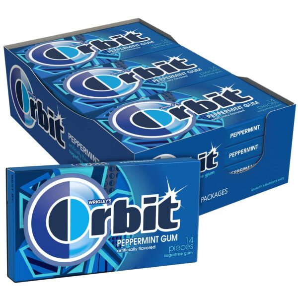 ORBIT Peppermint Sugar Free Chewing Gum, 1.08 Oz Each Pack, Pack of 12