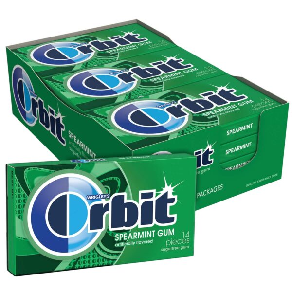 ORBIT Spearmint Sugar Free Chewing Gum, 1.08 Oz Each Pack, Pack of 12