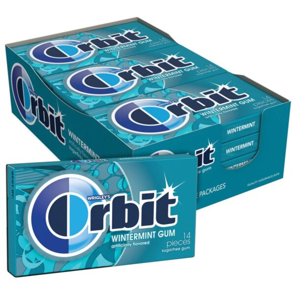 ORBIT Wintermint Sugar Free Chewing Gum, 1.08 Oz Each Pack, Pack of 12