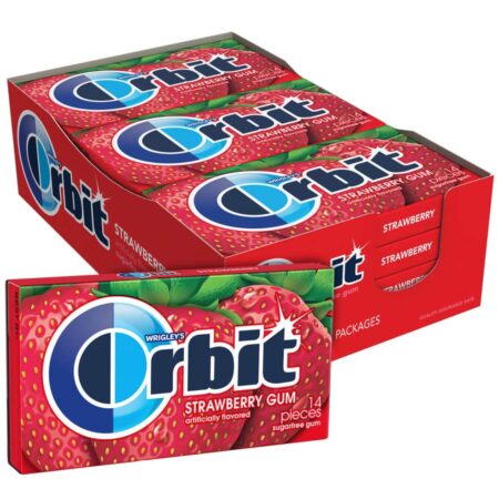 ORBIT Strawberry Sugar Free Chewing Gum, 1.08 Oz Each Pack, Pack of 12