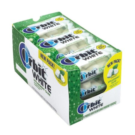 ORBIT White Spearmint Sugar Free Chewing Gum, 1.06 Oz Each Pack, Pack of 9