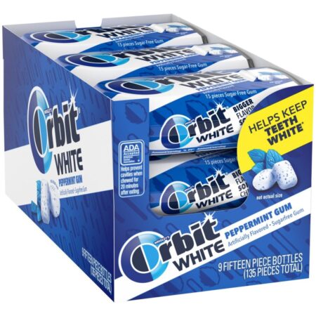 ORBIT White Peppermint Sugar Free Chewing Gum, 1.06 Oz Each Pack,  Pack of 9