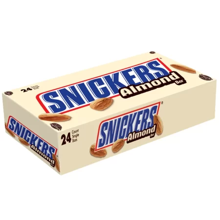 SNICKERS Candy Almond Milk Chocolate Bars Bulk Pack, 1.76 oz Bars, Pack of 24