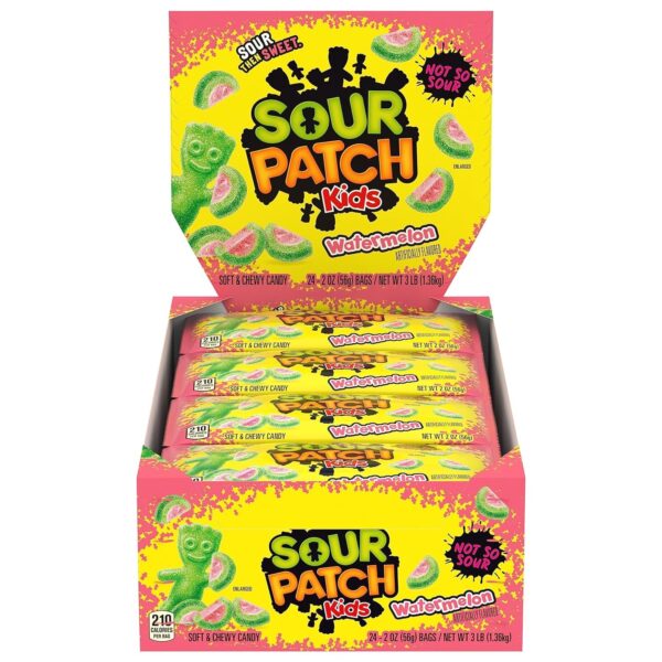 SOUR PATCH KIDS Watermelon Soft & Chewy Candy, 2 oz Bags, Pack of 24