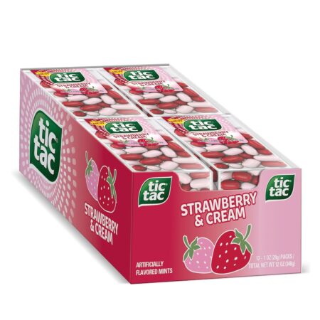 Tic Tac Strawberry & Cream Breath Mints, 1 Oz each, Pack of 12