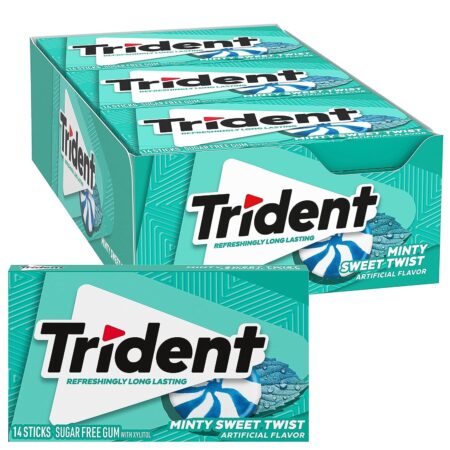 Trident Minty Sweet Sugar Free Gum, 12 Packs of 14 Pieces (168 Total Pieces)