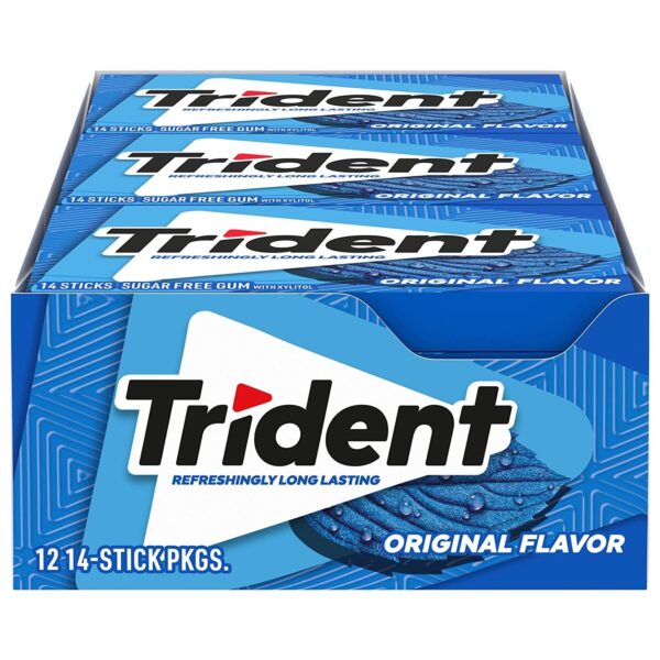 Trident Original Flavor Sugar Free Gum, 14 Pieces, Pack of 12