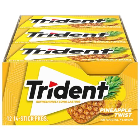 Trident Pineapple Sugar Free Gum, 14 Pieces