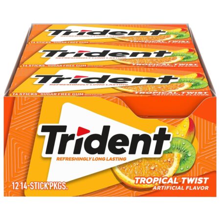 Trident Tropical Twist Sugar Free Gum, 14 Pieces