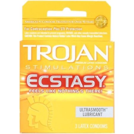 Trojan Ribbed Ecstasy Condoms, 0.2 Each, 3 Count