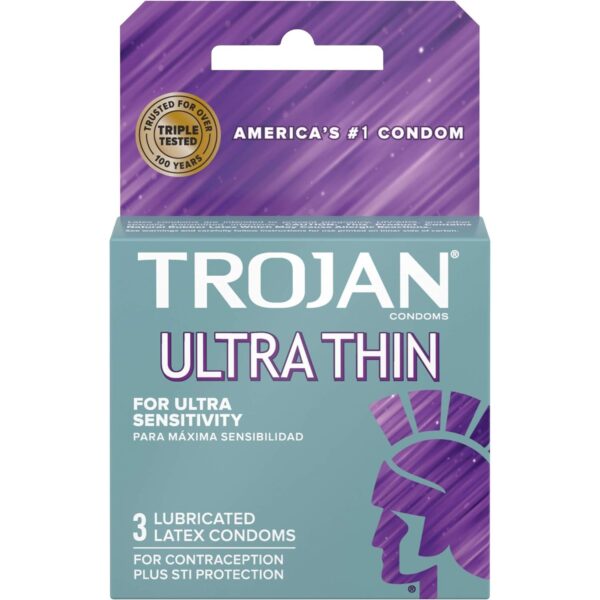 TROJAN Ultra Thin Lubricated Condoms, 0.2 Oz Each, 3 Count