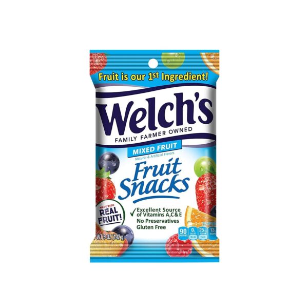 Welch's Fruit Snacks, Mixed Fruit, Gluten Free, 5 oz Bags, Pack of 12