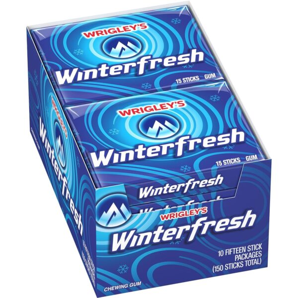 WRIGLEY'S Winterfresh Chewing Gum, 15 Stick Per Pack, Pack of 10