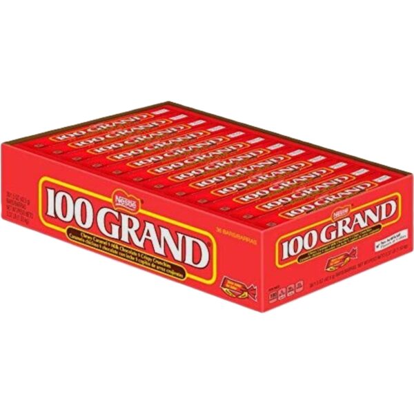 100 Grand Crispy Milk Chocolate with Caramel Wrapped Candy Bars, 1.5 oz each, 36 Ct