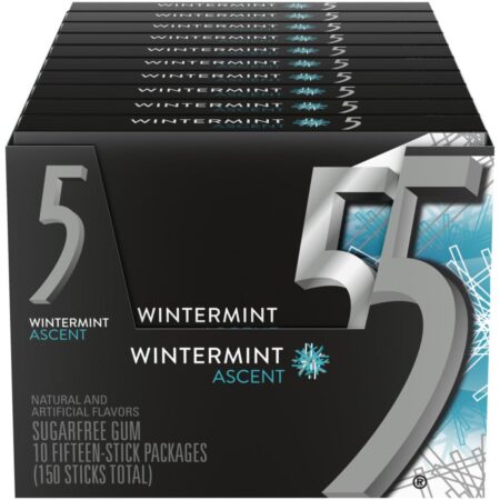 5 Gum Ascent Wintergreen Sugarfree Gum, 3.52 oz each each, 10 Ct