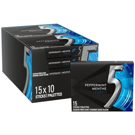 5 Gum Cobalt Peppermint Sugarfree Gum, 3.52 oz each, 10 Ct