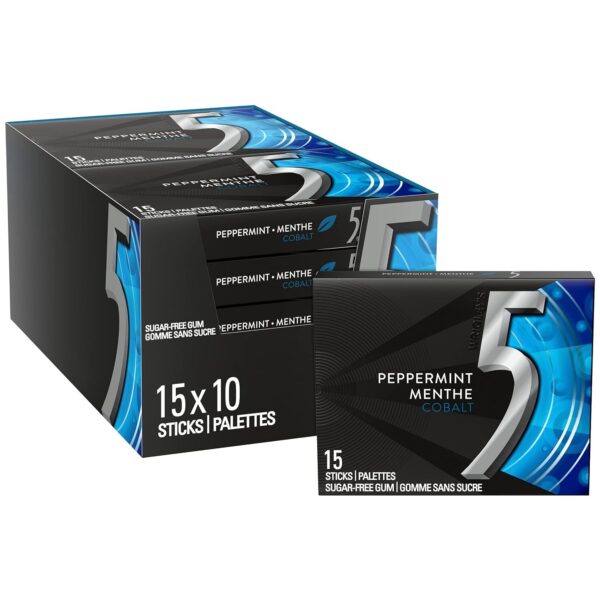 5 Gum Cobalt Peppermint Sugarfree Gum, 3.52 oz each, 10 Ct