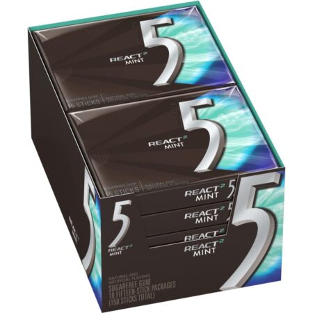 5 Gum React Mini Sugarfree Gum, 3.52 oz each, 10 Ct