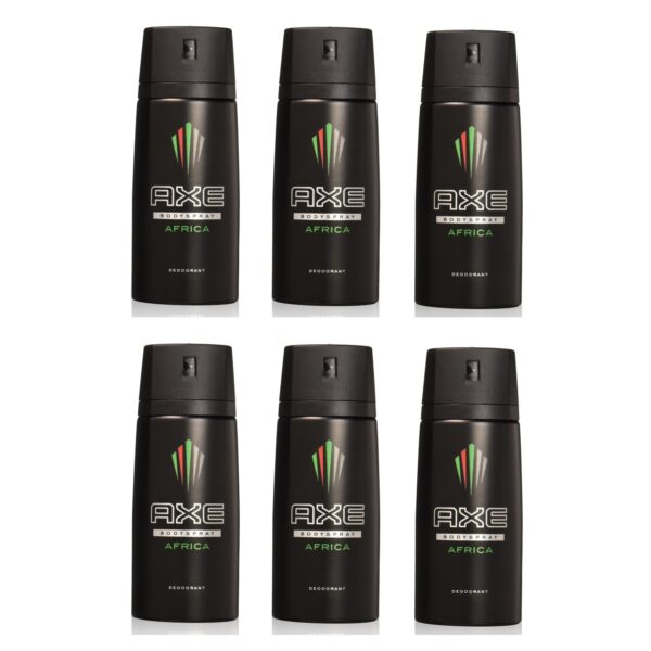 Axe Deodorant Body Spray, Africa, 5.07oz (150ml) each, Pack of 6