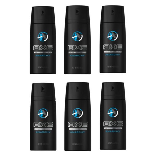 Axe Daily Fragrance Body Spray, Anarchy for him, 4 oz, Pack of 6