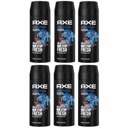 AXE Deodorant Body Spray, Anarchy for Him, 5.07 Oz (150 Ml) each, Pack of 6