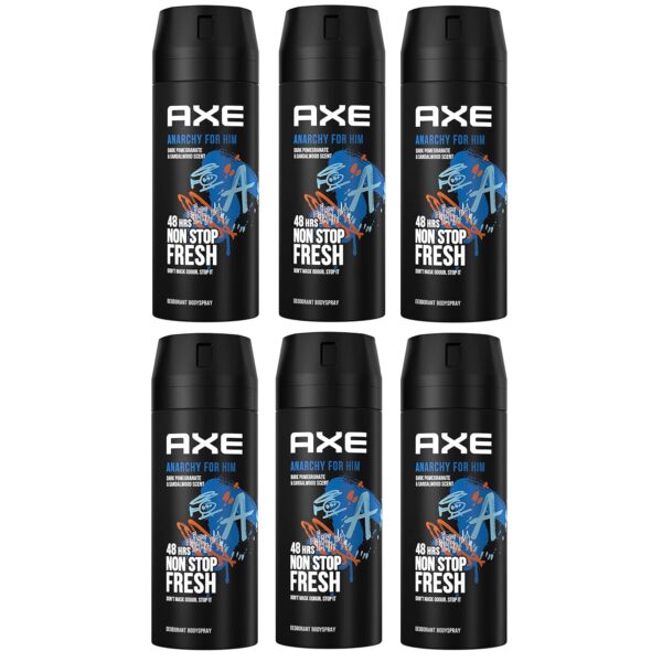 AXE Deodorant Body Spray, Anarchy for Him, 5.07 Oz (150 Ml) each, Pack of 6