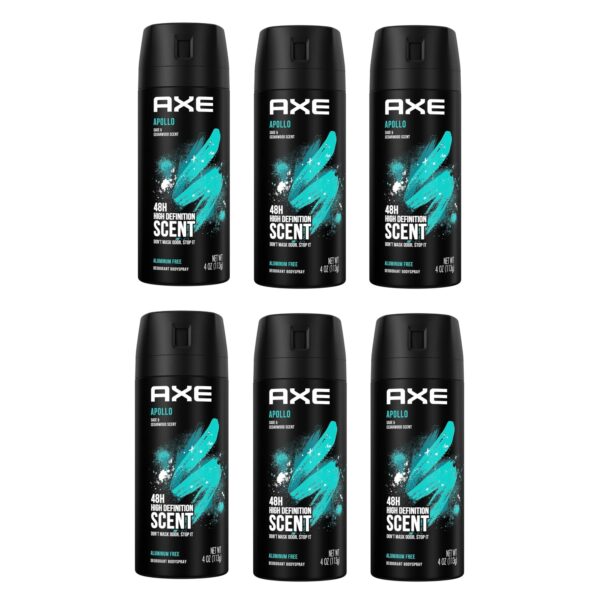 AXE Deodorant Body Spray, Apollo, 4 Oz (150 Ml) each, Pack of 6