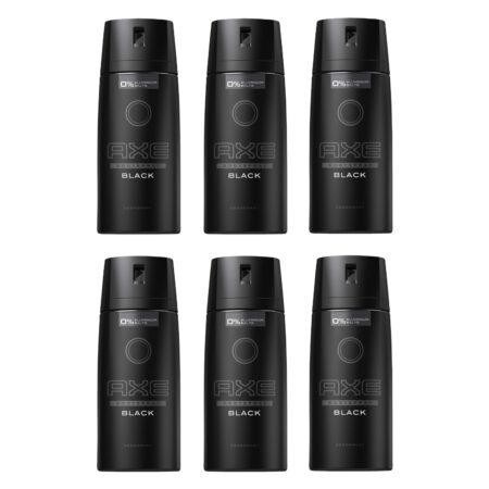 AXE Deodorant Body Spray, Black, 5.07oz (150ml) each, Pack of 6