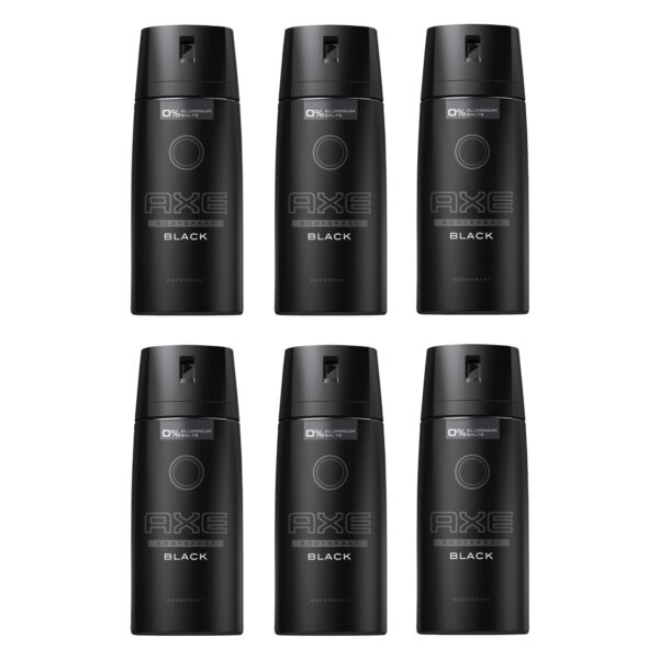 AXE Deodorant Body Spray, Black, 5.07oz (150ml) each, Pack of 6