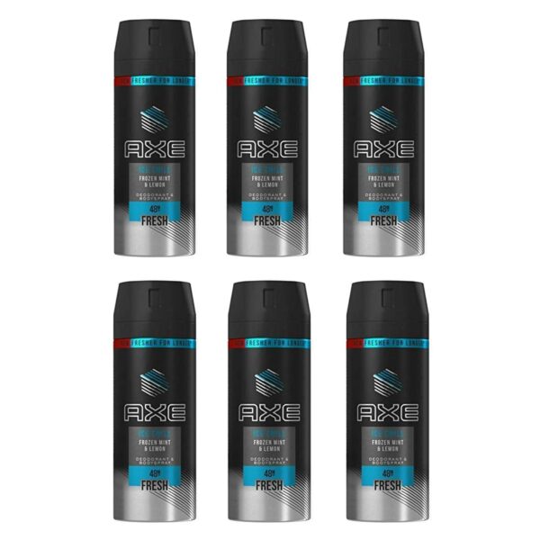 AXE Deodorant Body Spray, Ice Chill, 5.07 Oz (150 Ml) each, Pack of 6