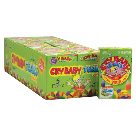 Cry Baby Tears Extra Sour Candy, Five Flavors, 1.98 Oz, Pack of 24