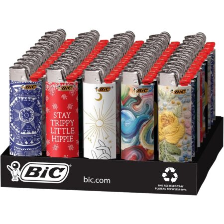 BIC Maxi Pocket Lighter, Special Edition Bohemian Collection, Assorted Design, 50 Count Tray