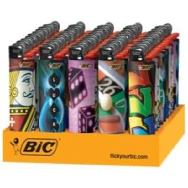 Bic Casino Lighter, Assorted Colors, Tray of 50 Count