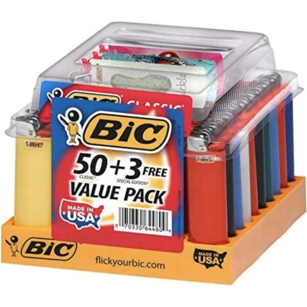 Bic Classic Maxi Lighters, Tray of 50 Plus 3 Free Special Lighters (Total 53 Listings)