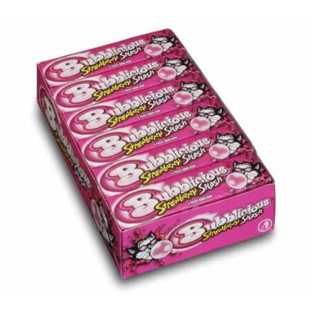 Bubblicious Strawberry Splash Gum, 1.41 Oz Each, 18 Packs of 5 Pieces (90 Total Pieces)