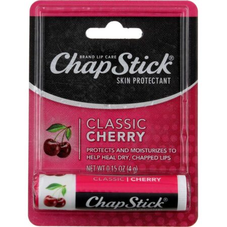 ChapStick Lip Balm Tube, Cherry Flavor, 0.15 Oz, Pack of 12