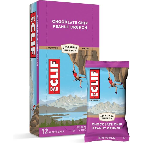 CLIF BARS Energy Bars, Chocolate Chip Peanut Crunch, 2.4 Oz each, 12 Count