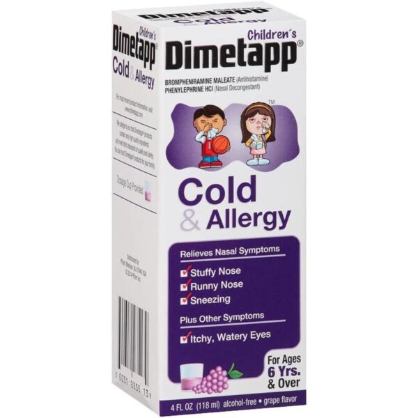 Dimetapp Children's Cold and Allergy, Grape, 4 Oz each, Pack of 2