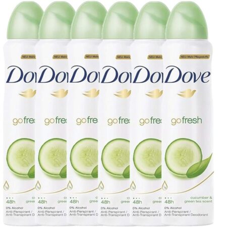 DOVE Go Fresh Cucumber & Green Tea Deodorant Spray, 5.07  Fl Oz (150 ml) each, Pack of 6