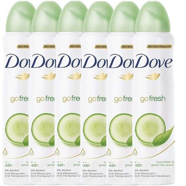 DOVE Go Fresh Cucumber & Green Tea Deodorant Spray, 5.07  Fl Oz (150 ml) each, Pack of 6