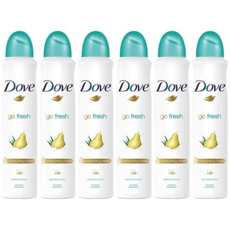 DOVE Go Fresh Pear & Aloe Antiperspirant Deodorant Spray, 5.07 Oz (150ml) each, Pack of 6