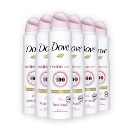 DOVE Invisible Care Body Spray, Floral Touch, 5.07 fl oz (150ml) each, Pack of 6