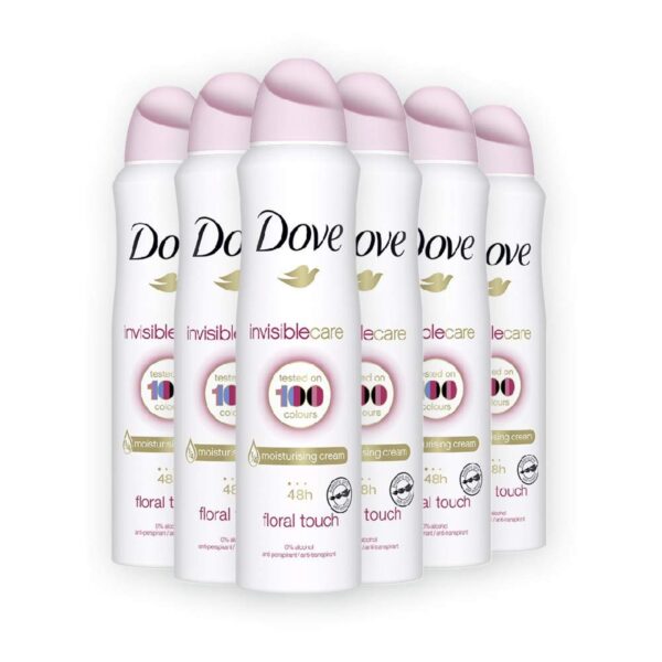 DOVE Invisible Care Body Spray, Floral Touch, 5.07 fl oz (150ml) each, Pack of 6