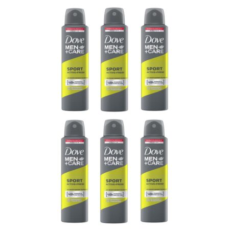 DOVE Men + Care Sport Active Fresh Antiperspirant Deodorant Spray 5.7 Oz (150ml) each, Pack of 6